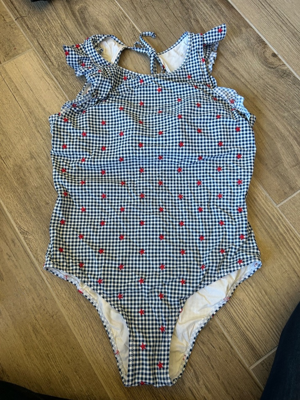 Zingara size 10 blue plaid with red stars